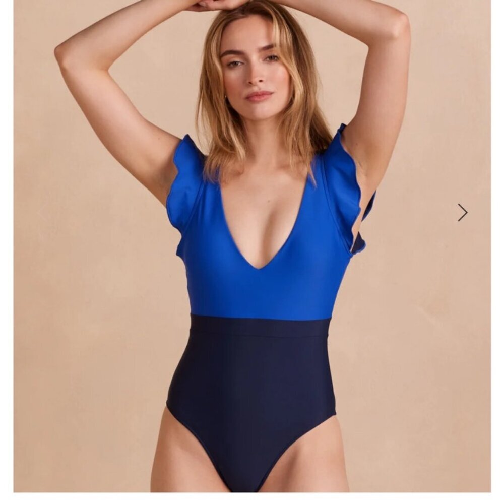 NWT Summersalt The Ruffle Backflip One Piece Swimsuit - Royal Navy Blue 12